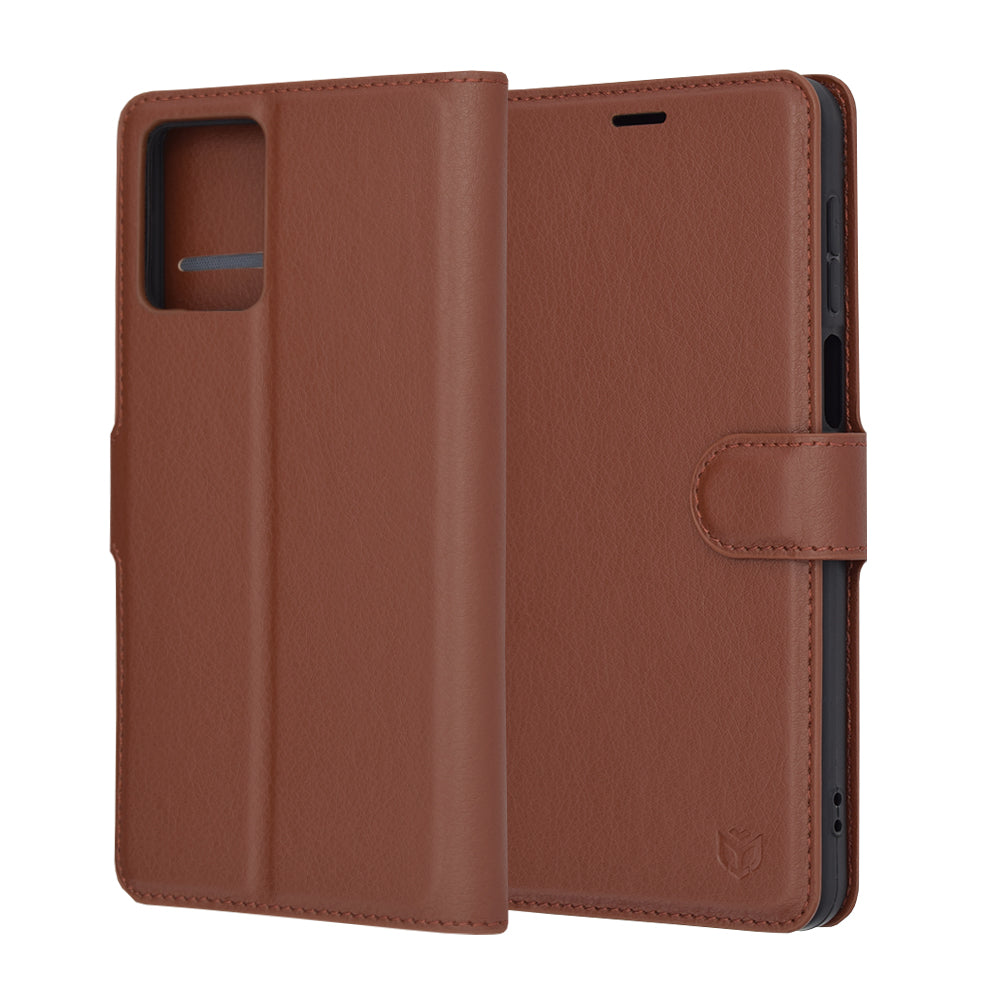 Funda para Motorola Moto G14, Techsuit, Leather Folio, Marrón