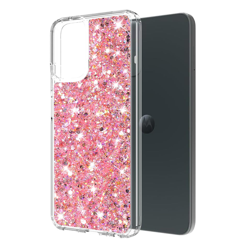 Funda para Motorola Moto G14, Techsuit, Brillo Centelleante, Rosa