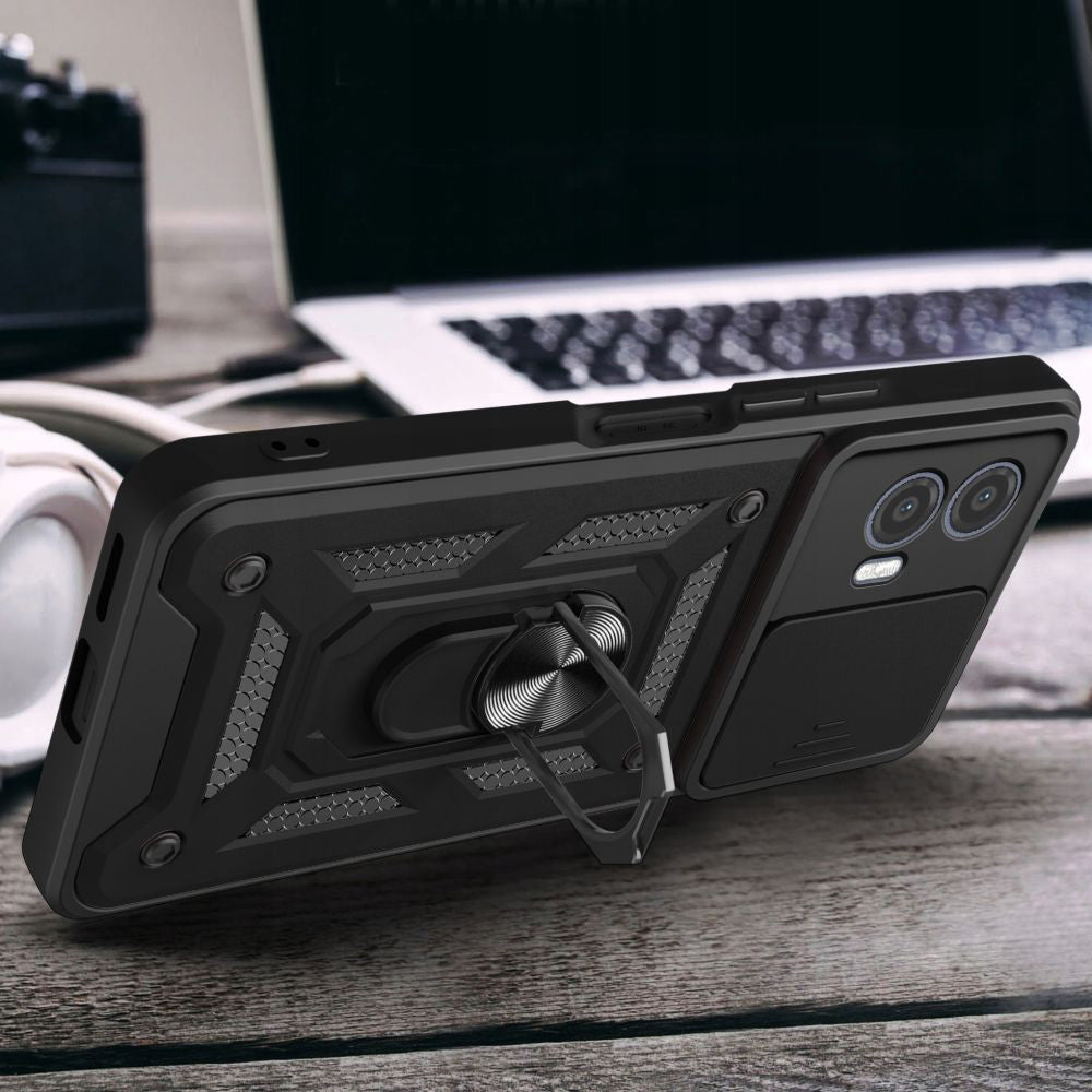 Funda para Motorola Moto G73, Techsuit, CamShield, Negra
