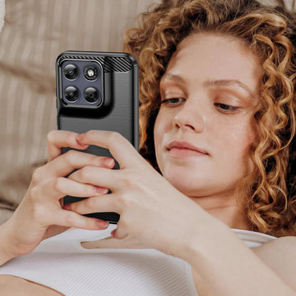 Funda para Motorola Moto G77 / G67, Techsuit, Carbono, Negra