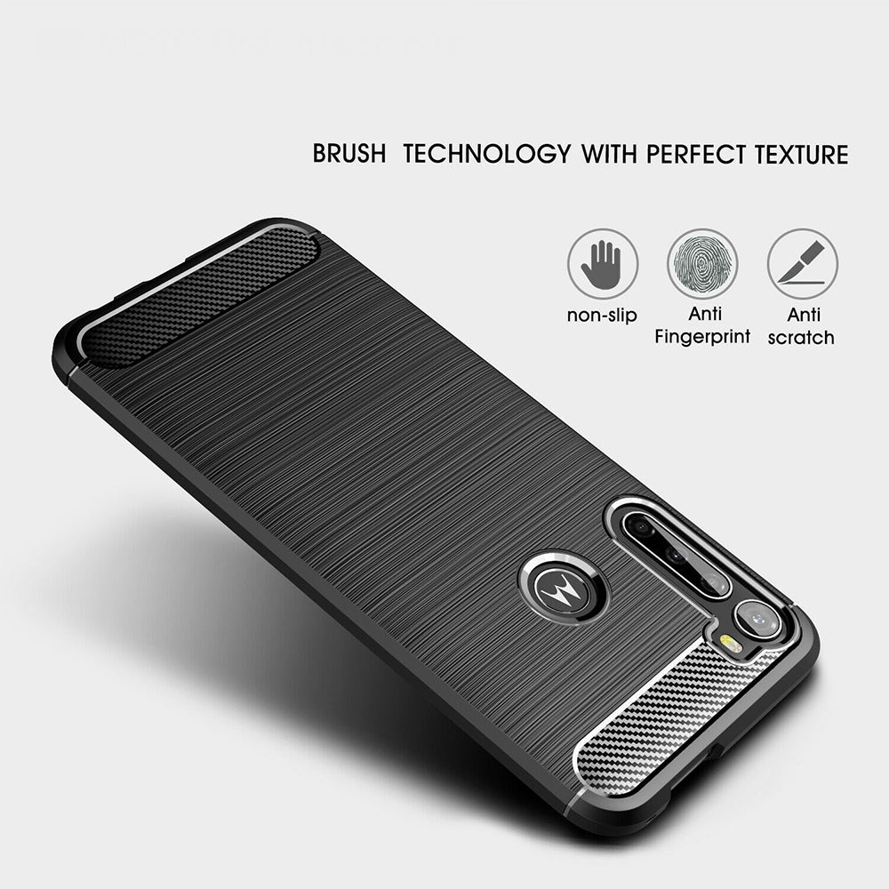 Funda para Motorola One Fusion+, Techsuit, Carbono, Negra