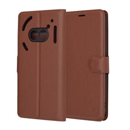 Funda para Nothing Phone (2a) Plus / Phone (2a), Techsuit, Folio de cuero, Marrón