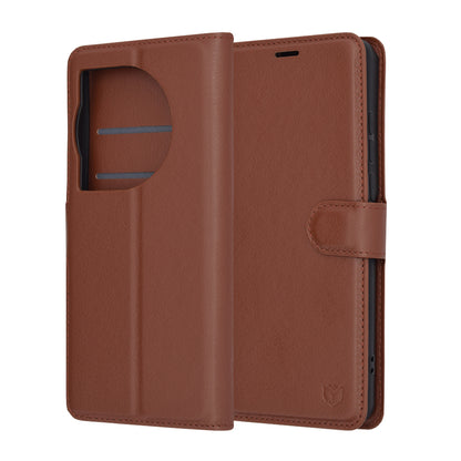 Funda para OnePlus 12, Techsuit, Leather Folio, Marrón