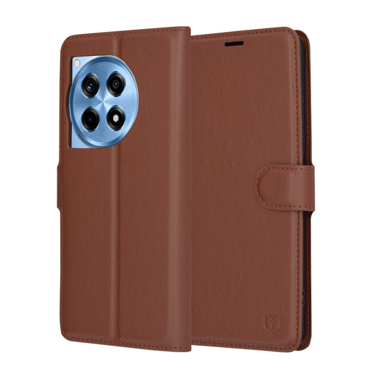 Funda para OnePlus 12R, Techsuit, Leather Folio, Marrón