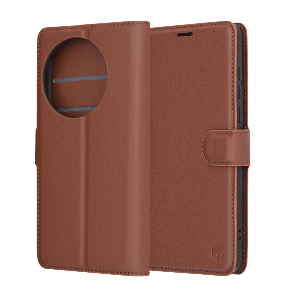 Funda para OnePlus 13, Techsuit, Leather Folio, Marrón