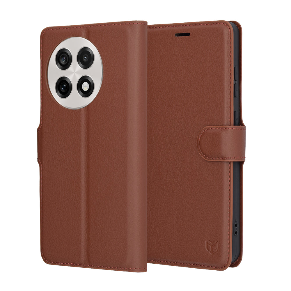 Funda para OnePlus 13R, Techsuit, Leather Folio, Marrón