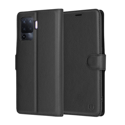 Funda para Oppo A94 / Reno5 Lite, Techsuit, Leather Folio, Negra