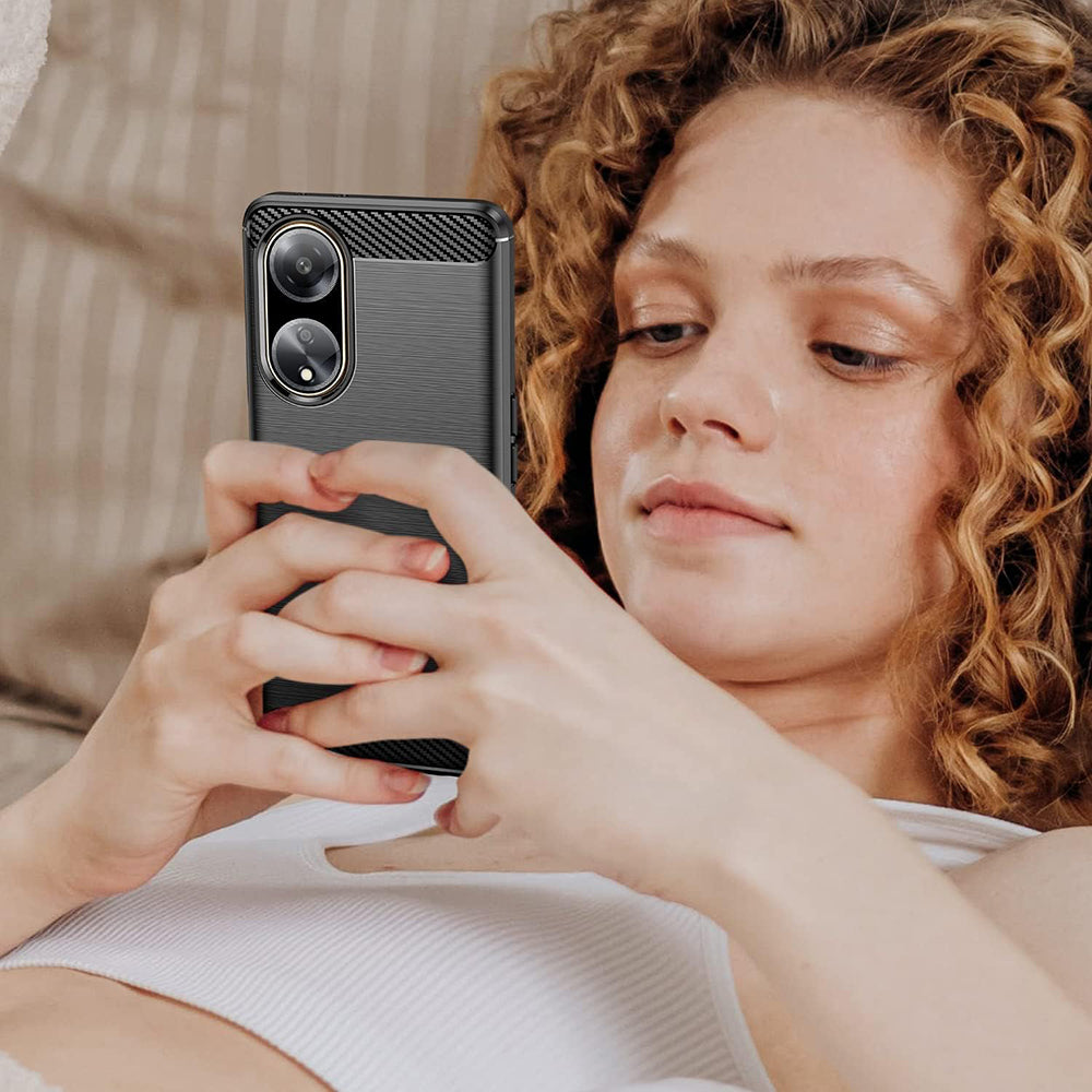 Funda para Oppo A98, Techsuit, Carbono, Negra