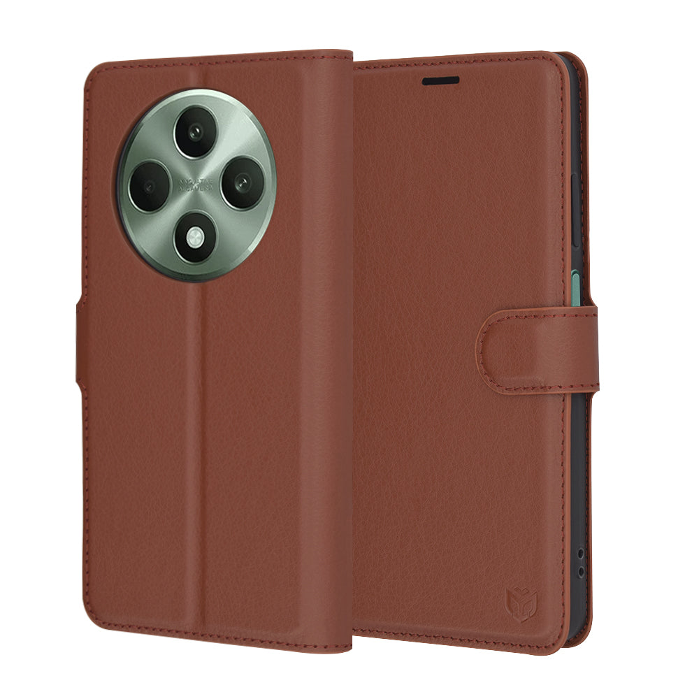 Funda para Oppo Reno12 FS 5G / Reno12 FS 4G / Reno12 F 4G / Reno12 F, Techsuit, Leather Folio, Marrón