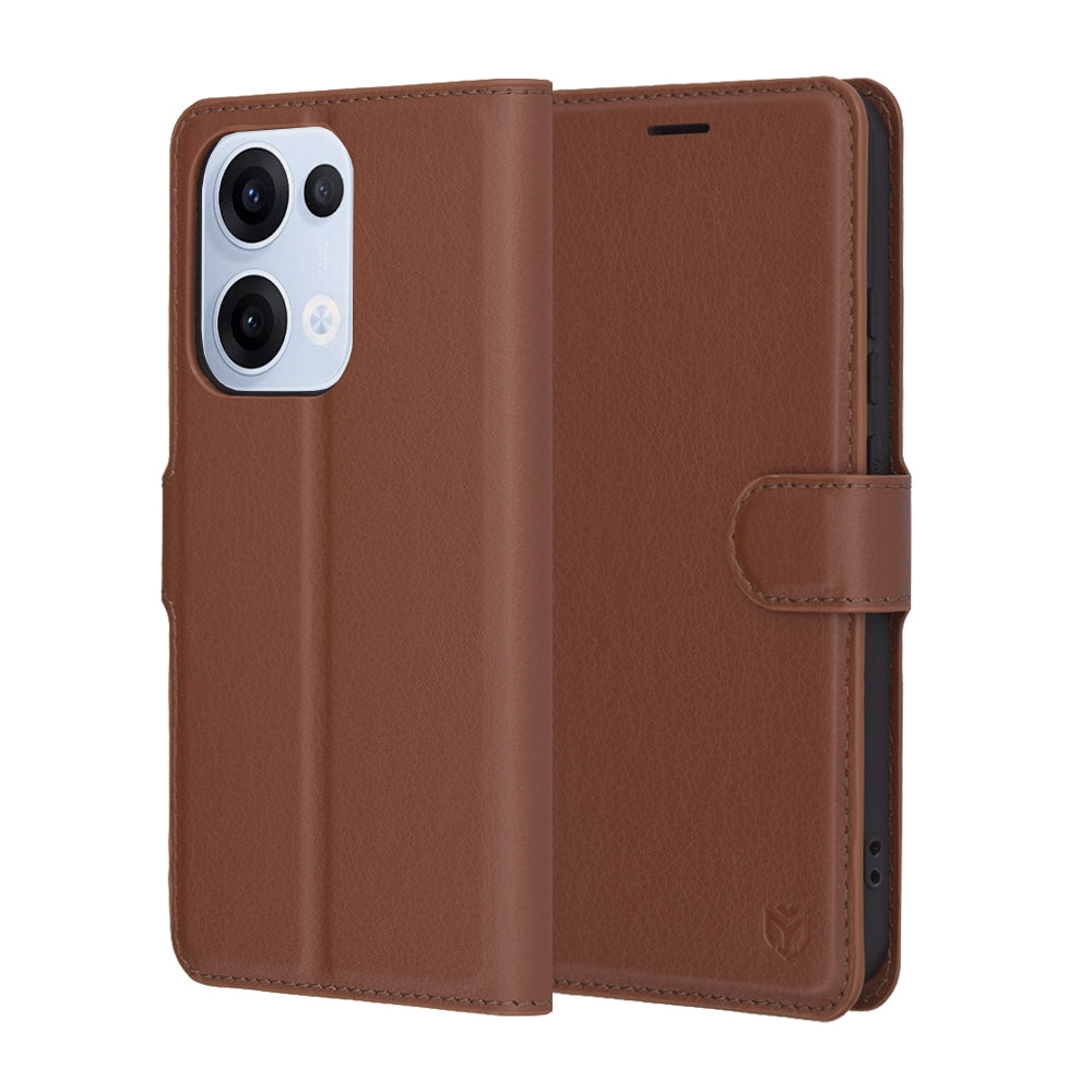 Funda para Oppo Reno13, Techsuit, Leather Folio, Marrón
