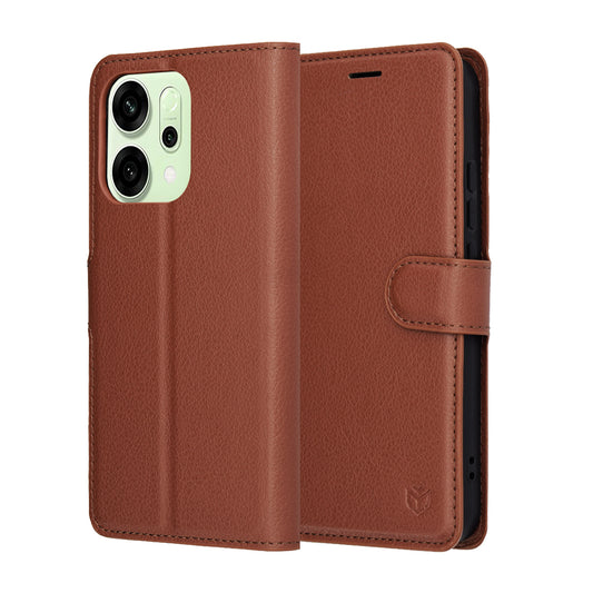 Funda para Oppo Reno14, Techsuit, Leather Folio, Marrón