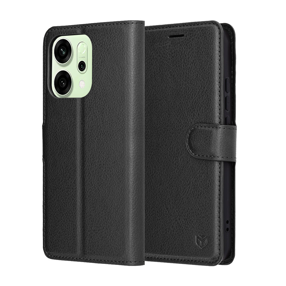 Funda para Oppo Reno14, Techsuit, Leather Folio, Negra