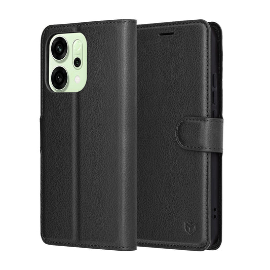 Funda para Oppo Reno14, Techsuit, Leather Folio, Negra
