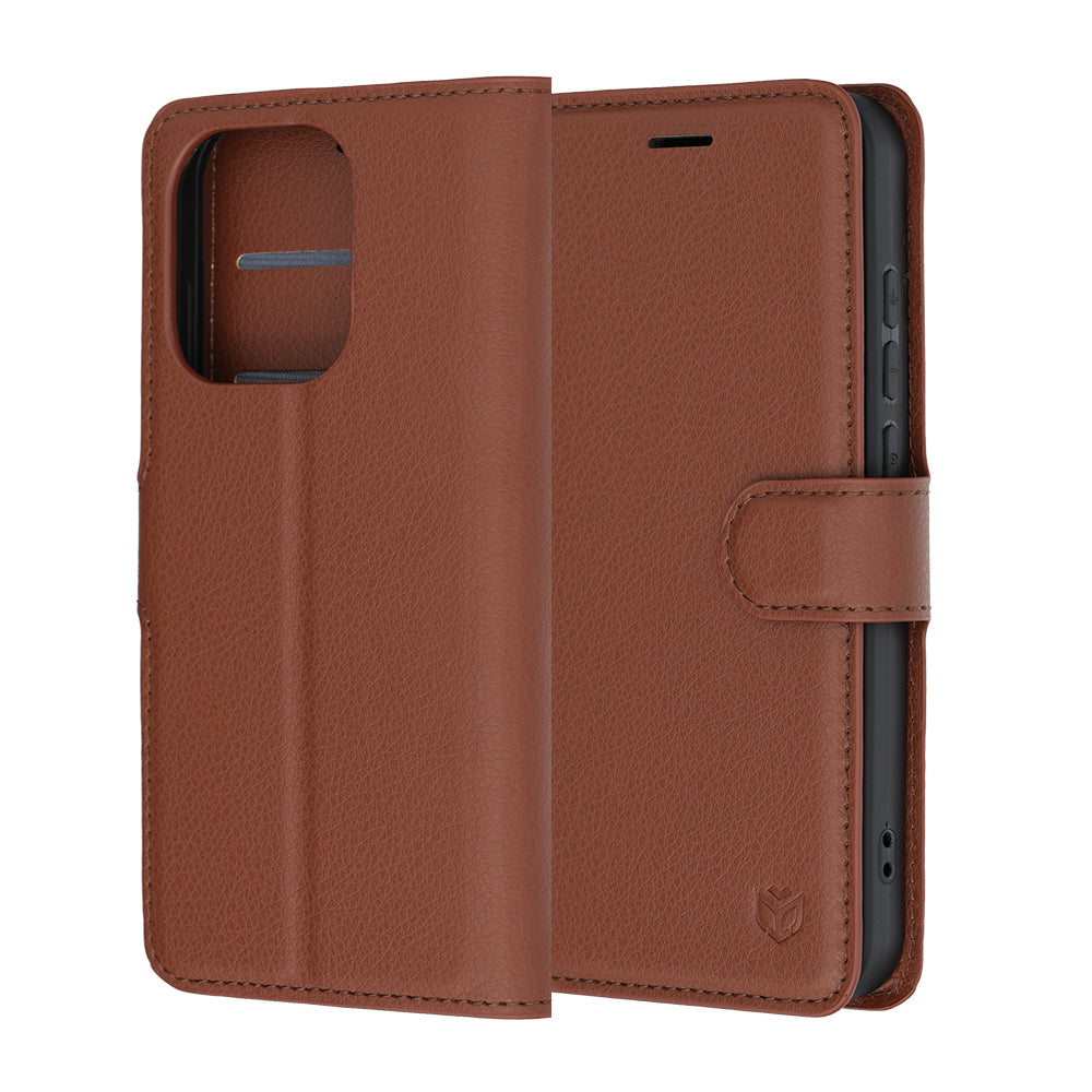 Case for Oppo Reno16 Pro, Techsuit, Leather Folio, Brown