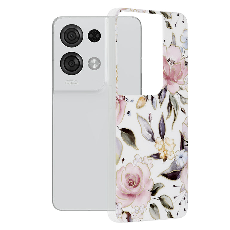 Funda para Oppo Reno8 Pro, Techsuit, Marble, Blanca