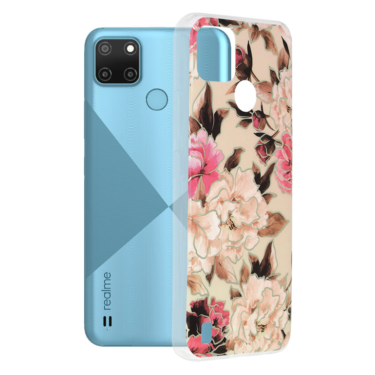 Funda para Realme C21Y / C25Y, Techsuit, Marble, Beige