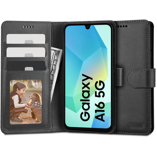 Funda para Samsung Galaxy A16 5G A166 / A16 4G A165, Tech-Protect, Cartera, Negro 