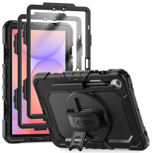 Funda para Samsung Galaxy Tab S10 Lite / Tab S10 FE / Tab S9 FE / Tab S9, Tech-Protect, Solid360, Negra