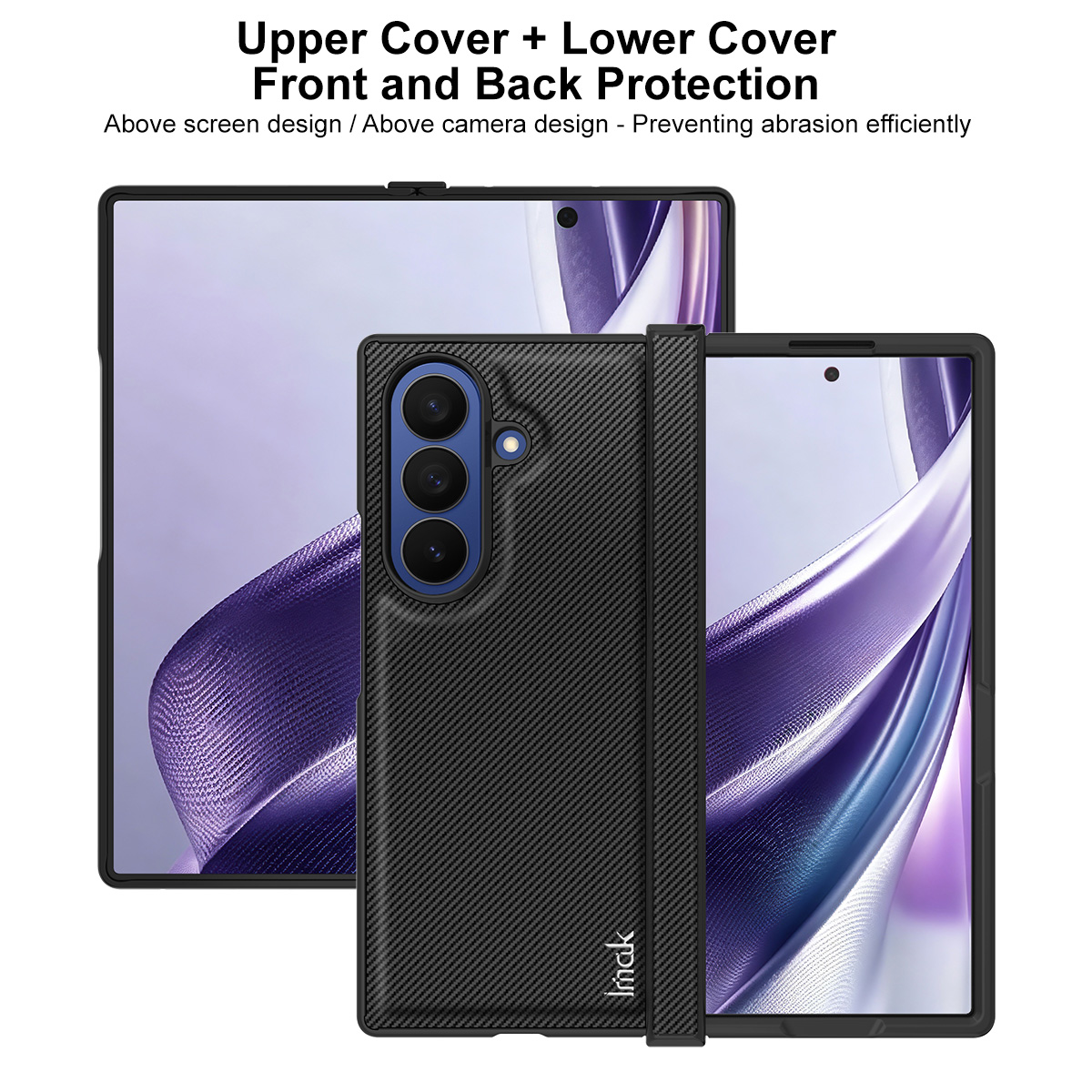 Funda para Samsung Galaxy Z Fold8 Ultra F976, Imak, Carbono, Negra