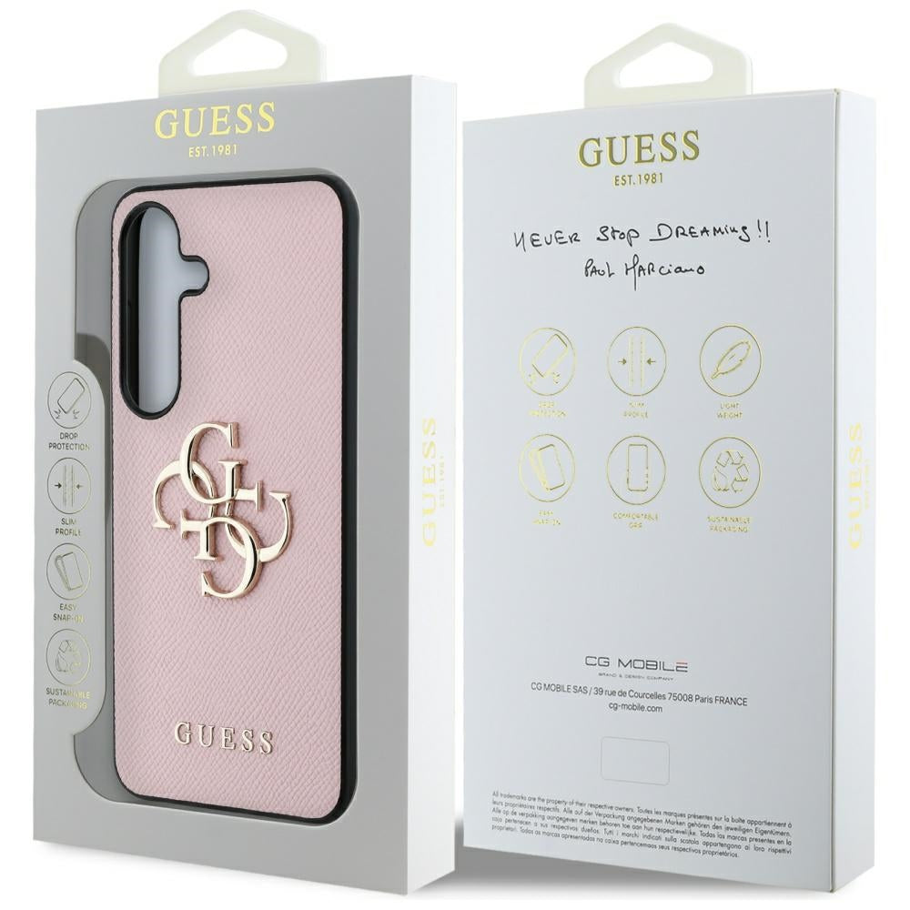 Funda para Samsung Galaxy S25+ S936, Guess, 4G Grained Big and Classic Logo, Rosa, Reacondicionada
