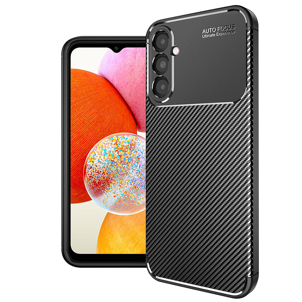 Funda para Samsung Galaxy A14 A145 / A14 5G A146, Techsuit, Fibra de Carbon, Negra