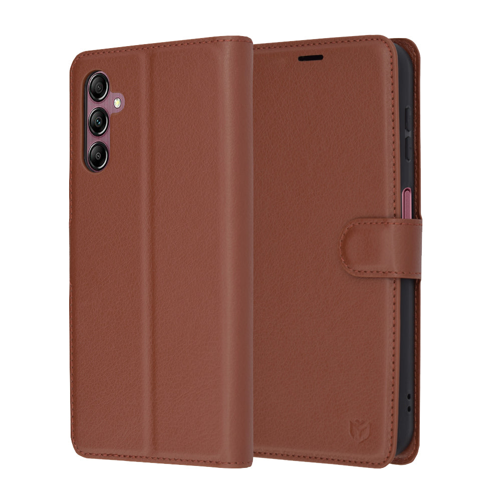 Funda para Samsung Galaxy A14 A145 / A14 5G A146, Techsuit, Folio de cuero, Marrón