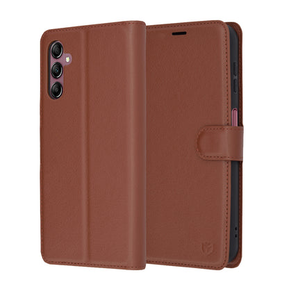 Funda para Samsung Galaxy A14 A145 / A14 5G A146, Techsuit, Folio de cuero, Marrón