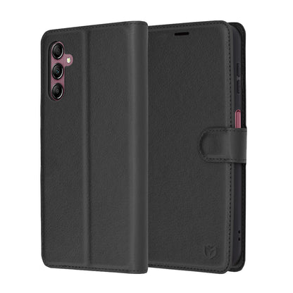 Funda para Samsung Galaxy A14 A145 / A14 5G A146, Techsuit, Leather Folio, Negra