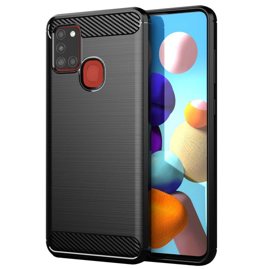 Funda para Samsung Galaxy A21s A217, Techsuit, Carbono, Negra