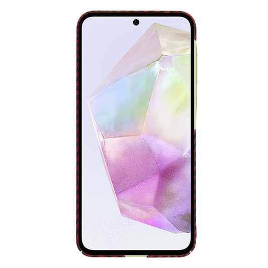 Funda para Samsung Galaxy A35 5G A356, Techsuit, Carbonite FiberShell, Roja
