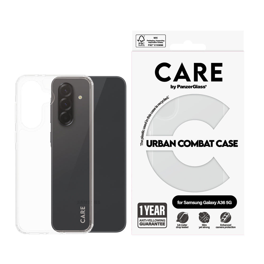 Funda para Samsung Galaxy A36 A366, PanzerGlass, Care Urban Combat, Transparente