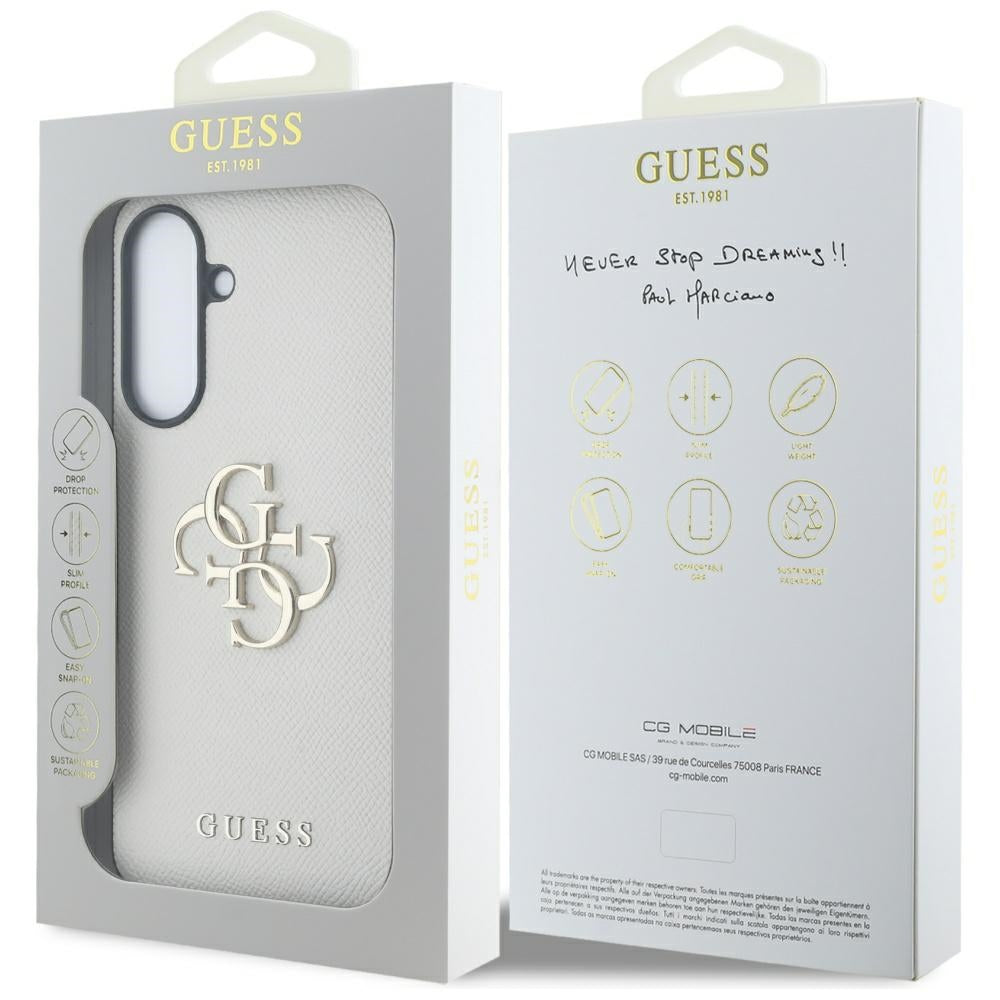 Funda para Samsung Galaxy A56 A566, Guess, 4G Grained Big and Classic Logo, Beige