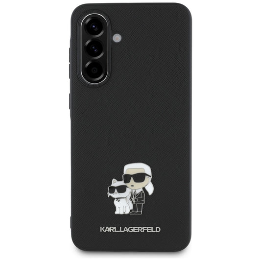 Funda para Samsung Galaxy A56 A566, Karl Lagerfeld, Saffiano Karl & Choupette Metal, Negra