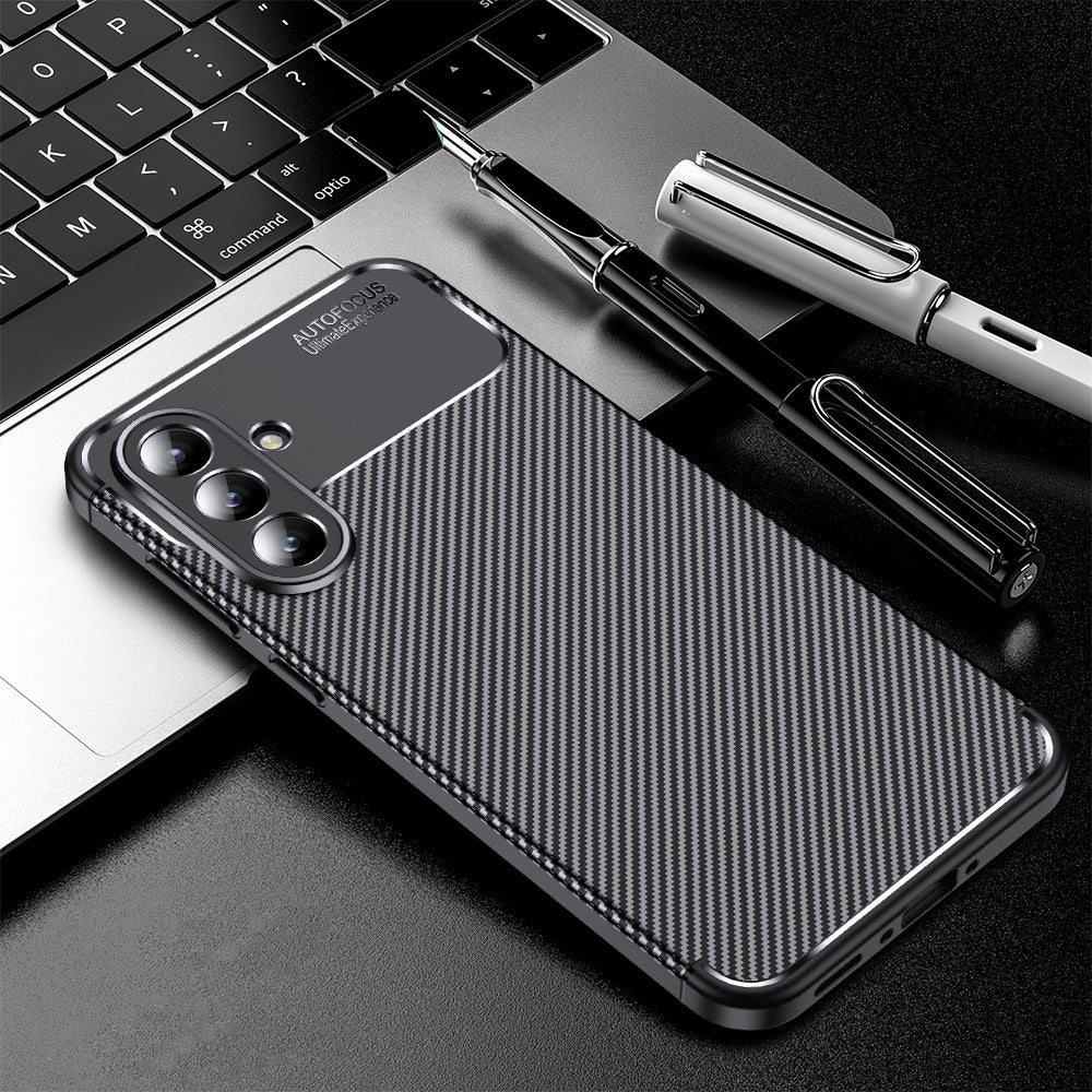 Case for Samsung Galaxy A56 A566, Techsuit, CarbonFiber, Black
