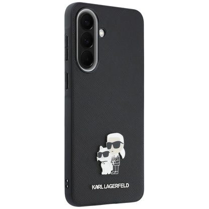 Funda para Samsung Galaxy A57 5G, Karl Lagerfeld, Saffiano Karl & Choupette Metal, Negra