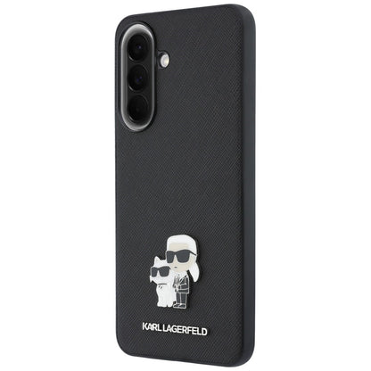 Funda para Samsung Galaxy A57 5G, Karl Lagerfeld, Saffiano Karl & Choupette Metal, Negra