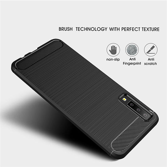 Funda para Samsung Galaxy A7 (2018) A750, Techsuit, Carbono, Negra