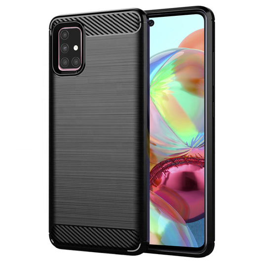 Funda para Samsung Galaxy A71 A715, Techsuit, Carbono, Negra