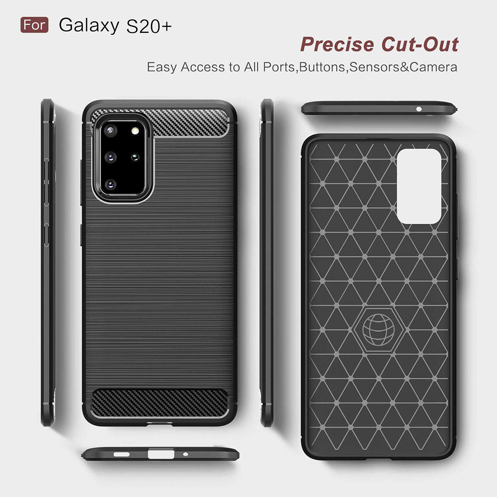 Funda para Samsung Galaxy S20+ 5G G986 / S20+ G985, Techsuit, Carbono, Negra