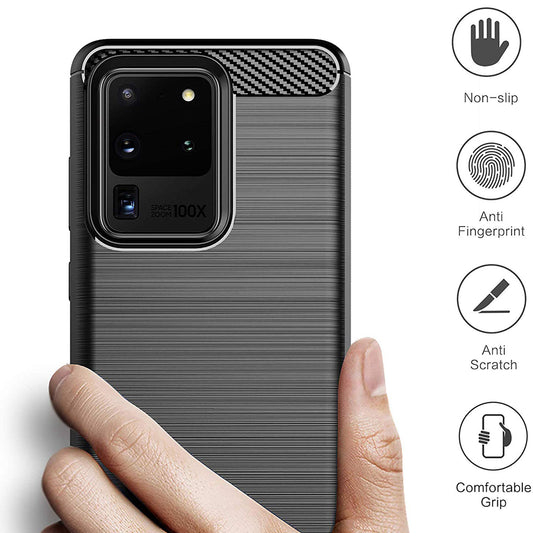 Funda para Samsung Galaxy S20 Ultra 5G G988 / S20 Ultra G988, Techsuit, Carbono, Negra