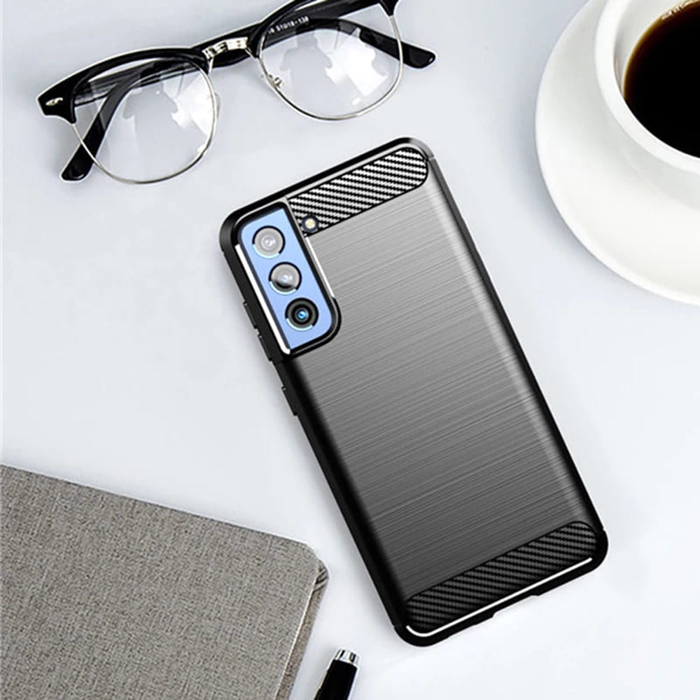 Funda para Samsung Galaxy S21 FE 5G G990, Techsuit, Carbono, Negra