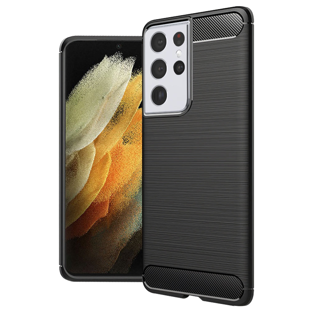 Funda para Samsung Galaxy S21 Ultra 5G G998, Techsuit, Fibra de Carbon, Negra