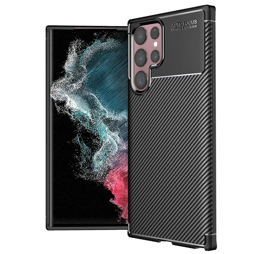 Case for Samsung Galaxy S22 Ultra 5G S908, Techsuit, CarbonFiber, Black