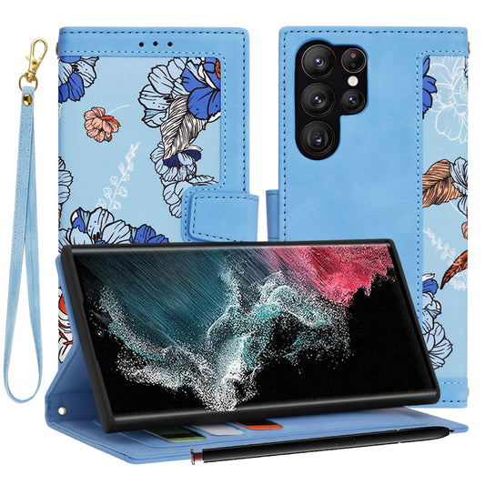 Funda para Samsung Galaxy S22 Ultra 5G S908, Techsuit, FlipCraft, Azul