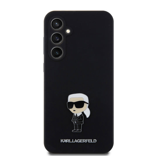Funda para Samsung Galaxy S23 FE S711, Karl Lagerfeld, Silicona Ikonik Karl Metal, Negra
