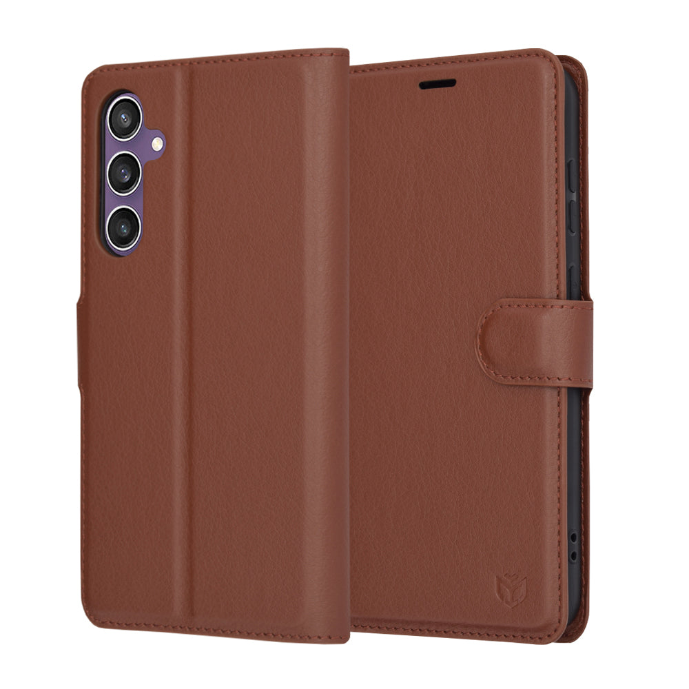 Funda para Samsung Galaxy S23 FE S711, Techsuit, Leather Folio, Marrón