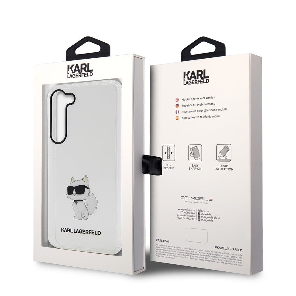 Funda para Samsung Galaxy S23+ S916, Karl Lagerfeld, Ikonik Choupette, Transparente