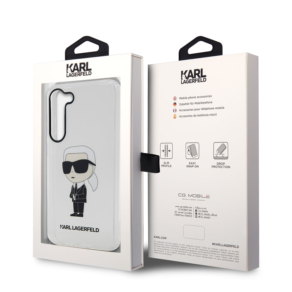 Funda para Samsung Galaxy S23+ S916, Karl Lagerfeld, Ikonik Karl, Transparente