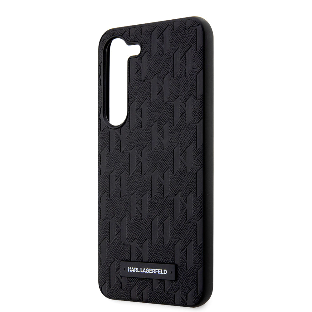 Funda para Samsung Galaxy S23+ S916, Karl Lagerfeld, Saffiano Monogram Metal Logo, Negra