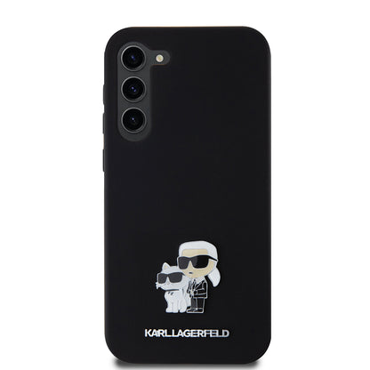 Funda para Samsung Galaxy S23+ S916, Karl Lagerfeld, Silicona Karl & Choupette Metal, Negra